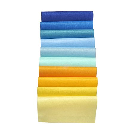 ARRICRAFT 10 Pcs Craft Fabric Sheet Non Woven Polyester Embroidery Needle Felt 12 x 12 Inches Blue-Yellow Colors for DIY Projects Costume Decor Cloth Patchworks Handicraft Sewing