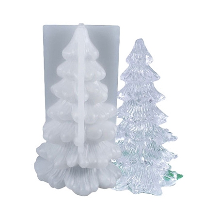 Honeyhandy DIY Christmas Tree Display Silicone Molds, Resin Casting Molds, for UV Resin, Epoxy Resin Craft Making, White, 126x73x71.5mm