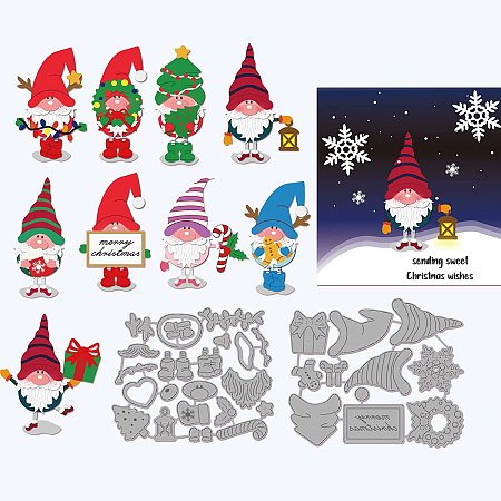 GLOBLELAND Santa Claus Embossing Template Christmas Wreath Tree Candy Gingerbread Man Man Carbon Steel Die Cuts for Scrapbooking Card DIY Craft Decoration