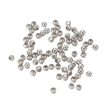 NBEADS 20000 Pcs Iron Spacer Beads, Round, Platinum Color, about 2mm in diameter, 2mm wide, hole: 1mm