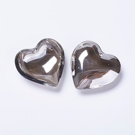 Honeyhandy Glass Pendants, Heart, Black, 42x43.5x15mm, Hole: 2mm