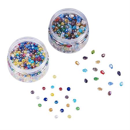NBEADS 2 Box Mixed Color AB-Color Plated Drop Glass Beads & Electroplate Faceted Abacus Glass Beads for Jewelry Making DIY Craft