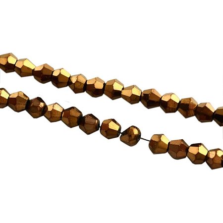 PH PandaHall 1200pcs 4mm Electroplate Copper Plated Glass Beads Bicone Beads Faceted Abacus Beads Loose Spacer Charm for Jewelry Necklace Bracelet Making and Craft