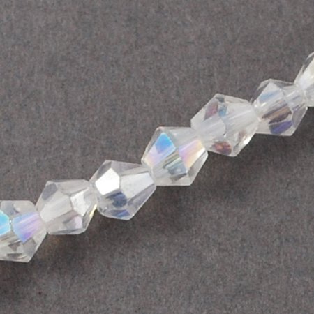 NBEADS 10 Strands AB Color Plated Bicone Glass Beads, 2x3mm, Hole: 0.5mm; about 200pcs/strand, 16.5