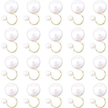 DICOSMETIC 20Pcs Plastic Imitation Pearl Cuff Earrings Pearl Cartilage Non Pierced Earrings Shell Pearl Minimalist Ear Cuff Earrings with Golden Plated Stainless Steel Findings for Jewelry Making