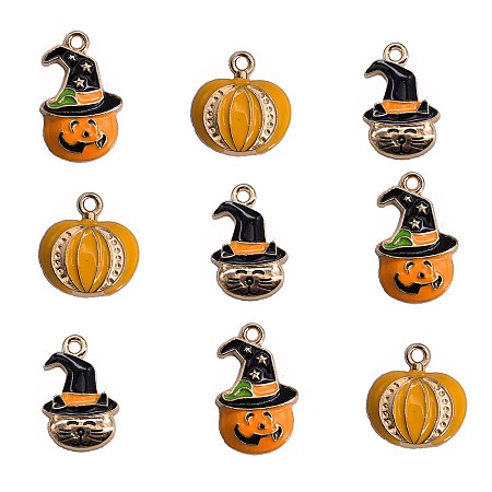 ARRICRAFT Halloween Style Alloy Enamel Pendants,  Mixed Shapes, Mixed Color, 30.5x21x2.5mm, Hole: 1.8mm, 15pcs/set