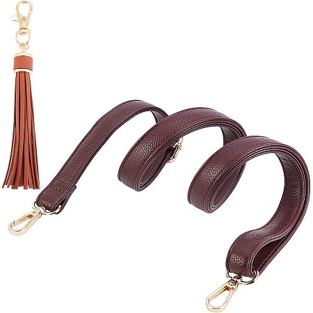 CHGCRAFT 29.7~54.5 Inch Purse Strap Replacement Adjustable Imitaion Leather Cross Body Bag Strap with Swivel Clasps and Tassel Pendants for Crossbody Shoulder Bag Handbag Briefcase,Camel