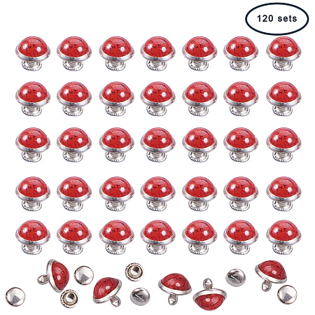 PandaHall Elite 120 Sets 10mm Turquoise Rapid Rivets Double Cap Rivet Tubular Metal Studs Eyelets Repair Fasteners Snap Buttons for Bag Shoes Bracelet Tandy Leather Red