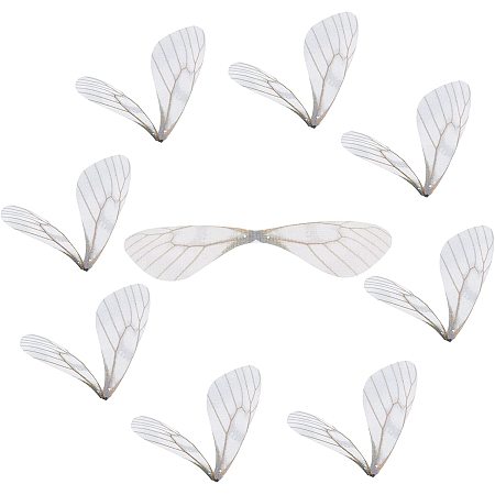 SUNNYCLUE 1 Box 100Pcs Butterfly Wings Pendant Fabric Wings Decoration Dragonfly Wings Charms for Women DIY Earring Jewellery Making Indoor Home Party Decor Crafts, Floral White