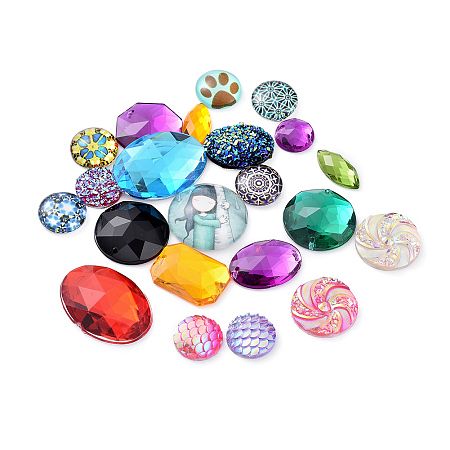 ARRICRAFT Mixed Findings, Links & Cabochons, Mixed Color, 10~25x10~20x4~6mm, Hole: 0~1mm, about 167pcs/100g