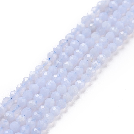 Honeyhandy Natural Blue Lace Agate Beads Strands, Faceted, Round, 3.5~4mm, Hole: 0.6mm, about 109~110pcs/strand, 15.28''(38.8~39.2cm)