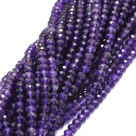Honeyhandy Natural Amethyst Beads Strands, Faceted, Rondelle, 5.5~6x4~4.5mm, Hole: 1mm, about 95pcs/strand, 15.59''(39.6cm)