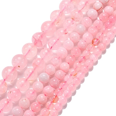 Honeyhandy Natural Rose Quartz Beads Strands, Round, 4~12mm, Hole: 0.8~1.2mm, about 15 inch~15.5 inch