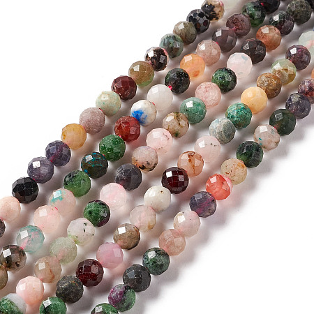Natural & Synthetic Mixed Stone Beads Strands, Faceted, Ronund, 6mm, Hole: 1mm, about 67pcs/strand, 15.35 inch(39cm)