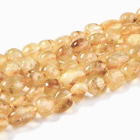 Honeyhandy Natural Citrine Beads Strands, Nuggets, Tumbled Stone, 8~11x7.5~9x4.5~7mm, Hole: 0.8mm, about 42pcs/strand, 15.94''(40.5cm)
