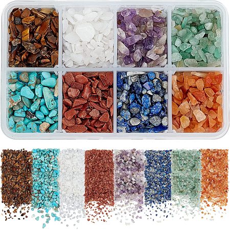 GORGECRAFT 1 Box 8 Styles Irregular Crystal Chips Assorted Natural Gemstone Chakra Chip Beads Undrilled Tumbled Stones Energy for DIY Jewelry Making Bracelets Necklaces Crafts Supplies