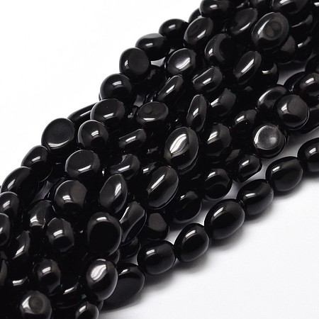 Honeyhandy Dyed Natural Black Onyx Nuggets Beads Strands, 5~10x6~7x3~7mm, hole: 1mm, about 14.9 inch~15.7 inch