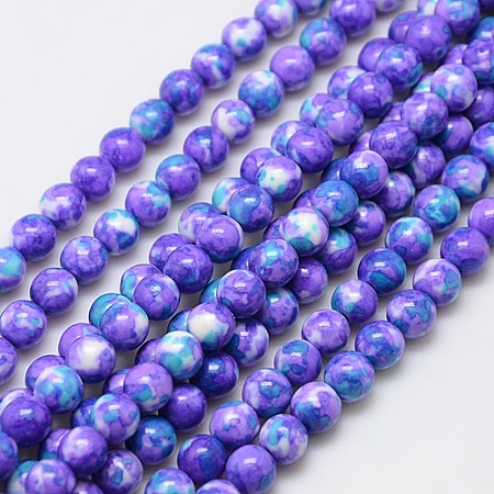 ARRICRAFT Synthetic Ocean White Jade Beads Strands, Dyed, Round, Medium Slate Blue, 6mm, Hole: 1mm; about 66pcs/strand, 15.74 inches