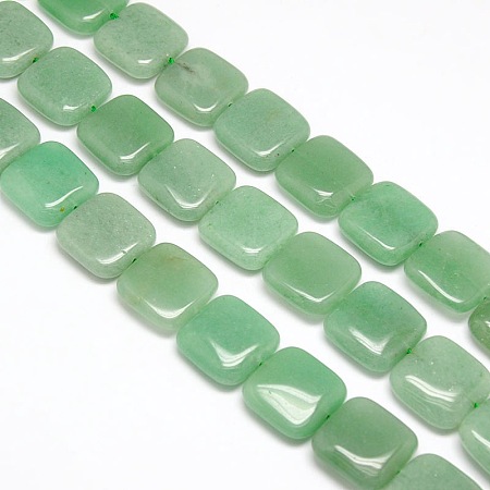 Honeyhandy Natural Square Green Aventurine Beads Strands, Flat Slice Beads, 20x20x6mm, Hole: 1mm, about 20pcs/strand, 15.74 inch