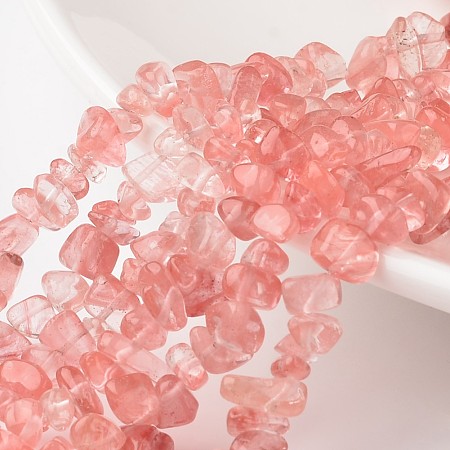 Honeyhandy Cherry Quartz Glass Bead Strands, Nuggets, 4~6x8~12x2~4mm, Hole: 1mm, about 34.6 inch