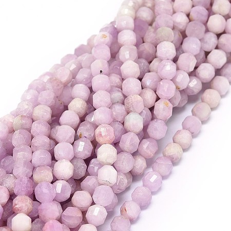 Honeyhandy Natural Kunzite/Spodumene Beads Strands, Faceted, Bicone, Double Terminated Point Prism Beads, 5~6x6mm, Hole: 0.7mm, about 67pcs/strand, 15.35 inch(39cm)