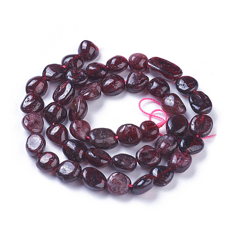 Honeyhandy Natural Garnet Beads Strands, Tumbled Stone, Nuggets, 8~15x8~10mm, Hole: 1mm, about 43~44pcs/strand, 15 inch~15.6 inch(38~39.5cm)