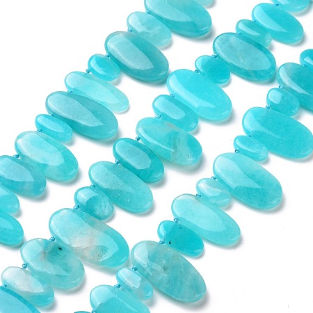 Natural Amazonite Beads Strands, Oval, 11~30x7~15x3.5~5.5mm, Hole: 1mm, about 35pcs/strand, 15.94''(40.5cm)