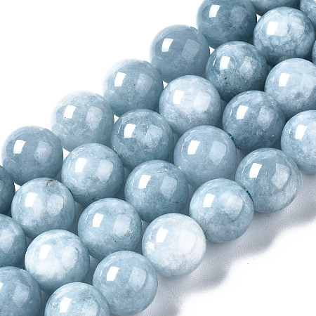 ARRICRAFT Natural Chalcedony Beads Strands, Imitation Aquamarine, Dyed & Heated, Round, 10mm, Hole: 1mm, about 40pcs/strand, 15.7 inches
