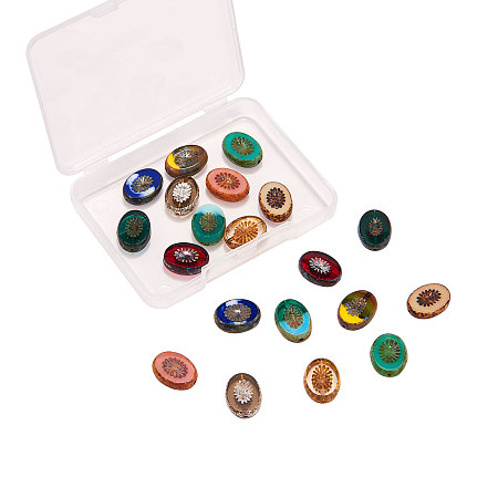 ARRICRAFT Czech Glass Beads, Oval, No Hole/Undrilled, Mixed Color, 14x10x4mm, 20pcs/box