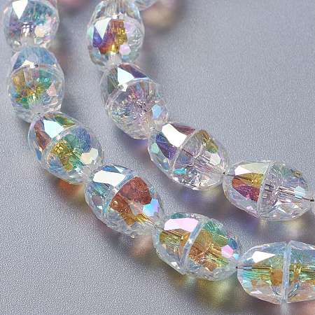 Honeyhandy Glass Imitation Austrian Crystal Beads, Faceted Half Oval, Clear AB, 8x6.5mm, Hole: 1mm