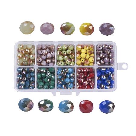 PandaHall Elite 1000pcs 10 Colors Electroplate Glass Beads, Faceted Round Glass Crystal Beads for Bracelet Jewelry Making