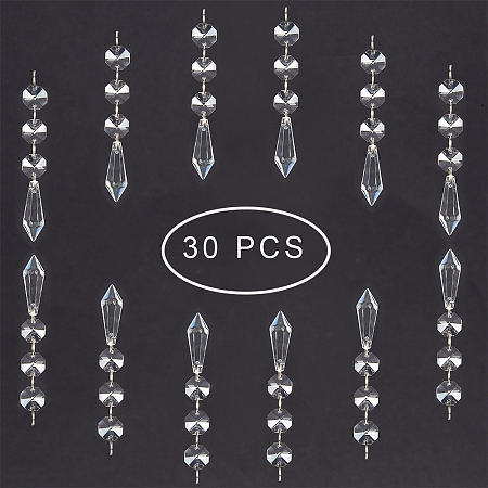 PandaHall Elite 30 PCS 38mm Replacement Goldenrod Glass Chandelier Icicle Crystal Prisms Octogan Garland Hanging Bead Curtain Wedding Club Party Decoration Lamp Decoration (Style 4)