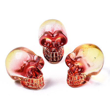 Honeyhandy K9 Glass Display Decorations, Skull, for Halloween, Red, 22x18x26mm