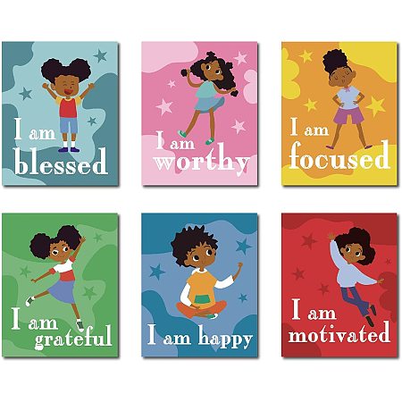 CREATCABIN Black Girl Wall Painting Motivational Inspirational Wall Art Colorful Posters Girls Room Decor Prints Positive Quotes Daily Affirmations Modern for Bedroom Decorations Unframed 8x10inch