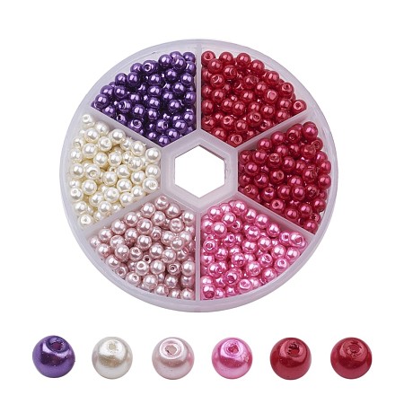 ARRICRAFT 4mm About 750-800 Pcs Tiny Satin Luster Glass Pearls Round Loose Beads with FREE Plastic Jewelry Container Box Wholesale Assorted Mix Lot For Jewelry Making Style 4