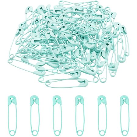 Arricraft 100PCS Premium Safety Pins, Colored Safety Pins Bulk Sewing Pins for DIY Craft Making and Clothing, Knitting Stitch Marker-Aquamarine