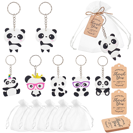 OLYCRAFT 72Pcs Panda Bear Party Favors Panda Keychains Cute Panda Bear Keychains with Kraft Paper Tags and Organza Gift Bags Inspirational Keychain for Panda Lovers