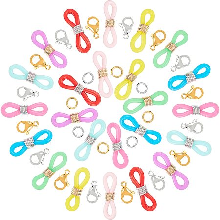 GORGECRAFT 150Pcs 8 Colors Glasses Chain Ends Colorful Adjustable Eyeglass Chain Strap Necklace Holder Anti-Slip Spectacle Rubber Connectors Loop End Safety Retainer for Sunglasses Adults Reading