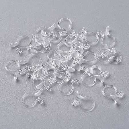 Honeyhandy Plastic Clip-on Earring Converters Findings, for Non-Pierced Ears, Clear, 12x8x4mm, Hole: 0.8mm