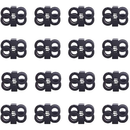 Arricraft 20pcs Cord Lock Clip Clamp Non-Slip Shoe Buckle End Toggle Double Hole Spring Stopper Fastener Slider Cordlock Stoppers for Cord, Paracord, Drawstrings, Bags, Shoelaces, Clothing