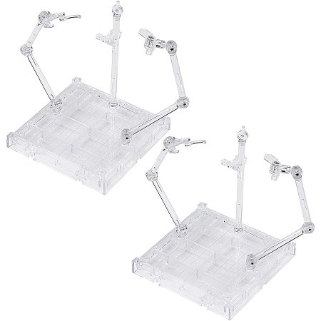 FINGERINSPIRE Action Base 2pcs Clear Stage Display Stand with 3 Arms for Figure Model Toy, Transparent