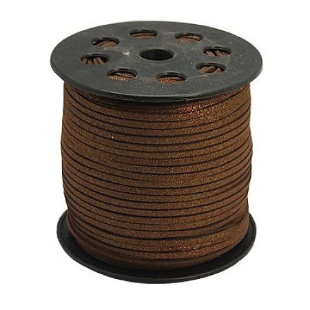ARRICRAFT 1 Rolls Glitter Powder Lace Faux Leather Suede Beading Cords Velvet String 3mm 100 Yard per Roll Dark Brown