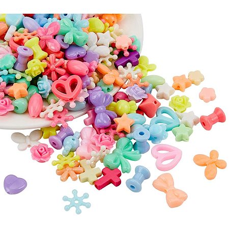 NBEADS Random Mixed Acrylic Beads, 300g Colorful Mixed Shapes Art Jewellery Beads for Necklace Bracelet Earring and Crafts Making