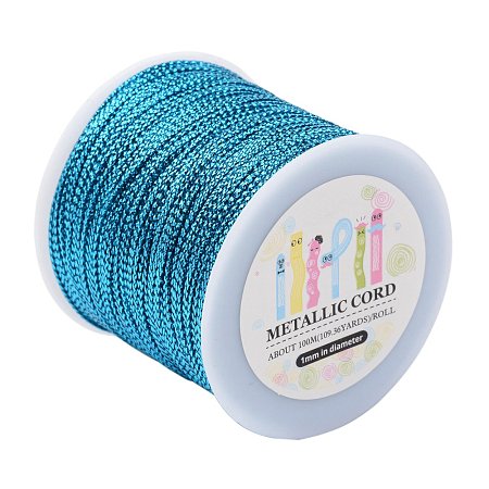 ARRICRAFT 109 Yards 1mm Non Stretch Jewelry Braided Thread Gift Wrap Ribbon Metallic Tinsel Cord Rope DodgerBlue