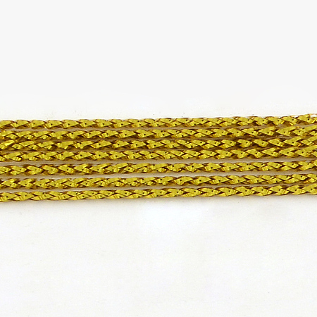 Braided Non-Elastic Beading Metallic Cords, 8-Ply, Goldenrod, 1mm, about 109.36 yards(100m)/bundle