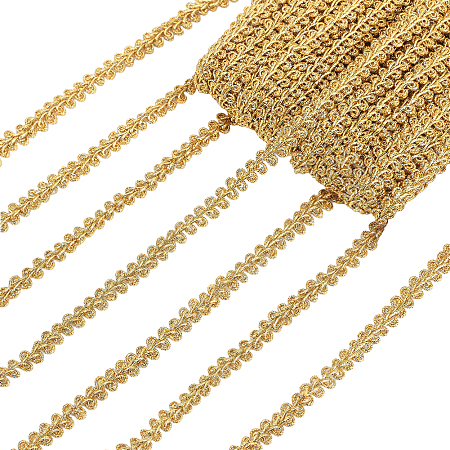 PandaHall Elite 25m/27.3 Yards Metallic Gimp Braid Trim, 0.39 inch/10mm Centipede Lace Ribbon Decorative Gold Fabric Trim forCostume Sewing Jewelry Making Home Decoration
