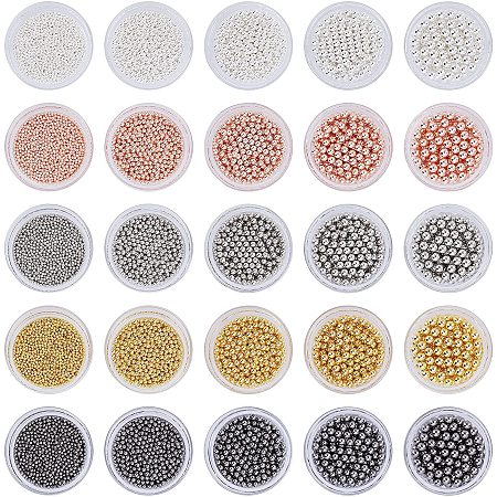 UNICRAFTALE 25 Boxs About 500g Nail Multicolor Tiny Caviar Nail Beads 5 Sizes Micro Caviar Beads Mini Stainless Steel Round Beads for Nail Art Beauty Makeup DIY NO Hole