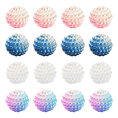 Honeyhandy 50Pcs 5 Colors Imitation Pearl Acrylic Beads, Berry Beads, Combined Beads, Round, Mixed Color, 10mm, Hole: 1mm, 10pcs/color