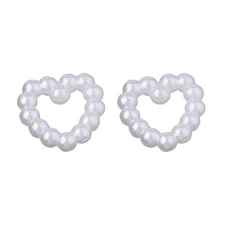 ARRICRAFT ABS Plastic Imitation Pearl Linking Rings, Heart, Ivory, 11.5x11.5~12x3mm