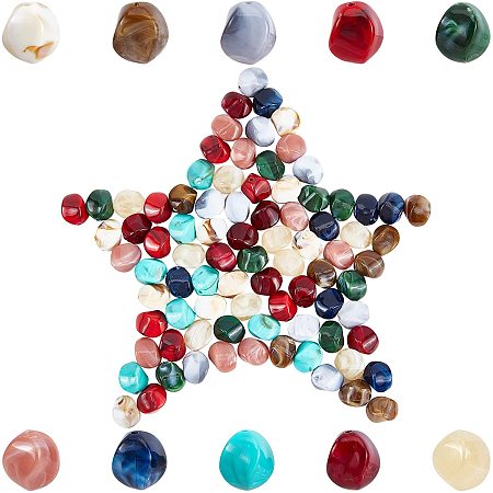 SUNNYCLUE 1 Box 100Pcs 10 Colors Colorful Acrylic Beads Nugget Stone Bead Imitation Gemstone Loose Spacer Healing Crystal Polished Bead for Jewelry Making DIY Bracelets Crafts Supplies